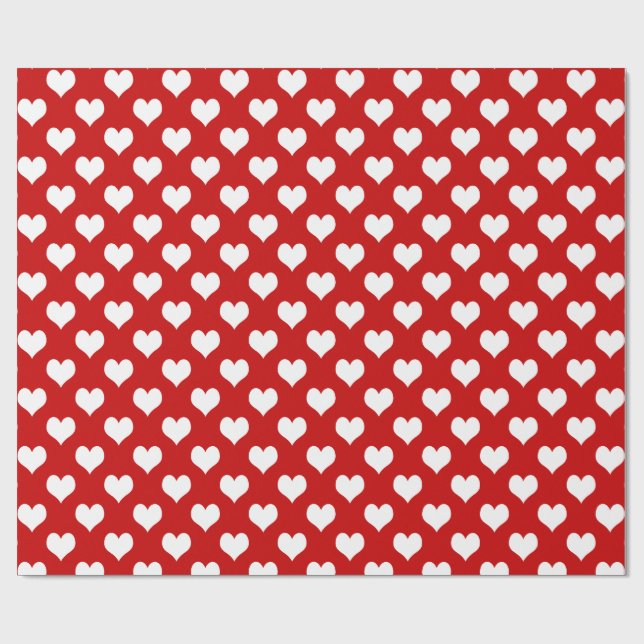 Papier Cadeau Cœurs Blancs sur Fond Rose – Amour M (Plat)