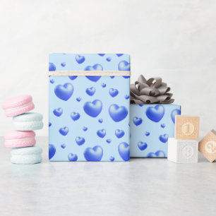 Papier Cadeau Cœurs Bleus Bébé