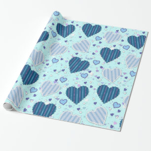 Papier Cadeau Coeurs Bleus Enveloppement cadeau Saint-Valentin o