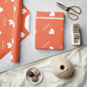 Papier Cadeau Cœurs chaleureux Blanc et Orange Coucher de Soleil