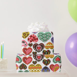 Papier cadeau coeurs colorés