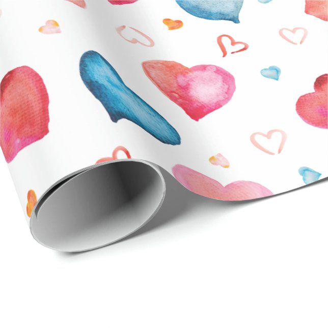 Papier Cadeau Coeurs colorés (Coin rond)