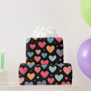 Papier Cadeau Cœurs colorés Saint-Valentin