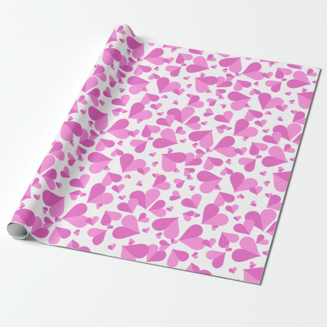 Papier Cadeau Coeurs Confetti rose (Déroulé)