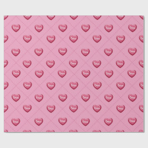 Papier Cadeau Cœurs d'amour de la Saint-Valentin. Cœurs doux et