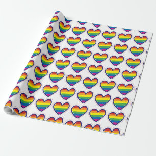 Papier Cadeau Coeurs d'amour gay pride