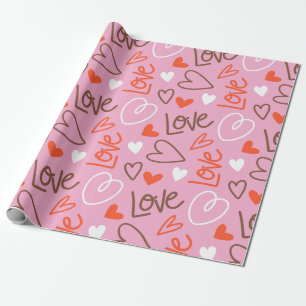 Papier Cadeau Coeurs d'amour gravés