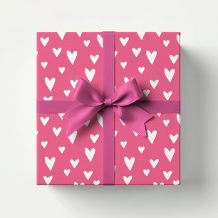 Papier Cadeau Coeurs d'amour romantique Rose Blanc Fille Valenti