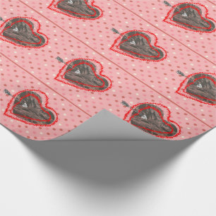 Papier Cadeau Coeurs de camo vert militaire Valentine