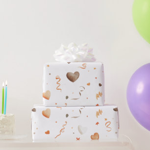 Papier Cadeau Cœurs de chocolat pêche confetti Anniversaire