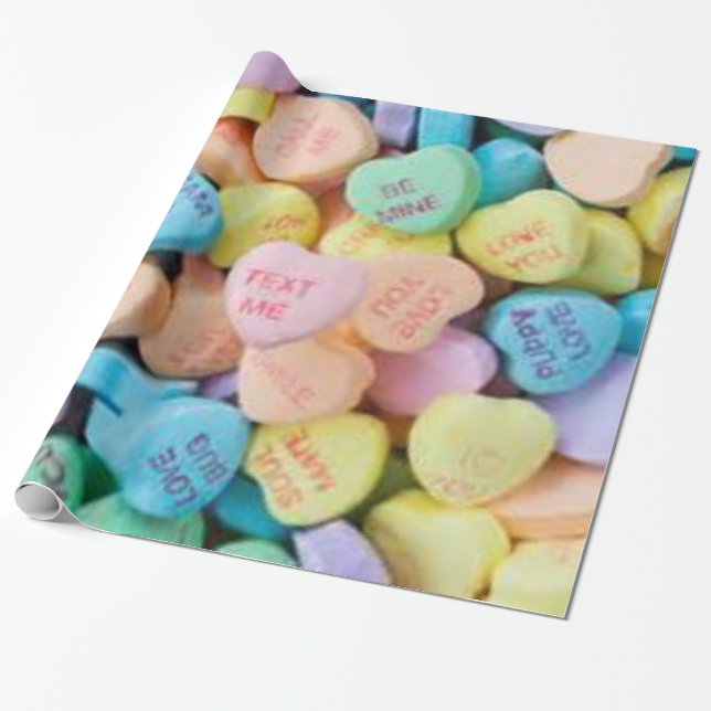 Papier Cadeau Coeurs de conversation de la sucrerie de Valentine (Déroulé)