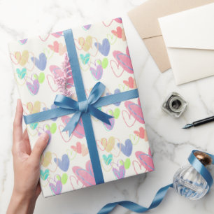 Papier Cadeau Cœurs De Crayon Colorés Mignons Usés