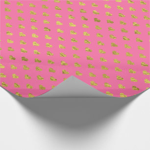 Papier Cadeau Coeurs de feuille d'or/rose