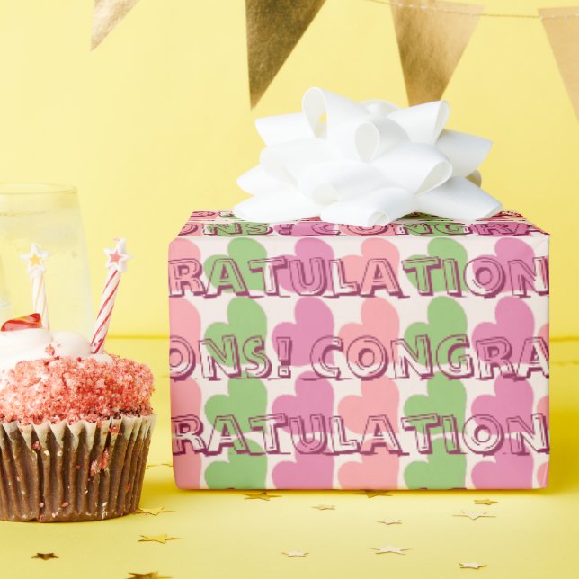 Papier Cadeau Cœurs de glace sorbet Félicitations (Fête d'anniversaire)