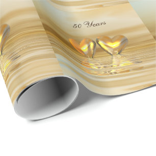 Papier Cadeau Cœurs de jubilé d'or