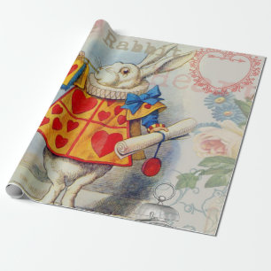 Papier Cadeau Cœurs de Lapin Blanc Alice Classique