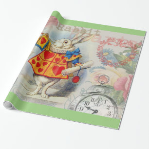 Papier Cadeau Cœurs de Lapin Blanc Alice Classique