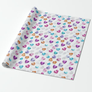 Papier Cadeau Coeurs de Parties scintillant bleu étincelant, vio
