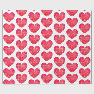 Papier Cadeau Cœurs de puzzle rouges, motif sans couture à l'aqu