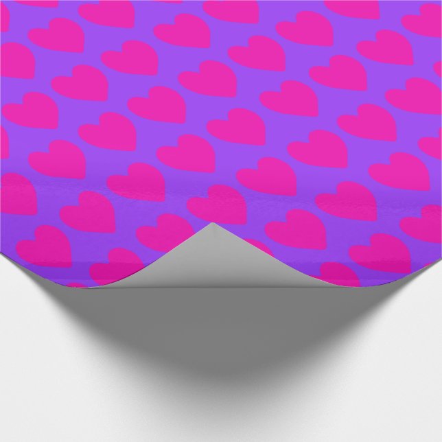 Papier Cadeau Coeurs de roses indien sur le pourpre (Coin)