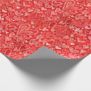 Papier Cadeau Coeurs de Saint-Valentin sur le rouge