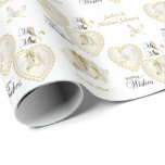 Papier Cadeau Coeurs élégants de mariage d'or et de colombe de<br><div class="desc">Enveloppe de cadeau élégante de jour du mariage d'or et de colombe de blanc. 100% personnalisable. Préparez pour compléter les boîtes ou pour cliquer sur dessus la PERSONNALISER IL bouton pour changer, déplacer, supprimer ou ajouter le texte ou les graphiques l'uns des. Fait avec les graphiques de vecteur de haute...</div>