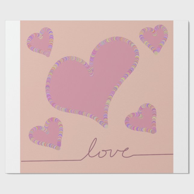 Papier Cadeau Cœurs en bonbon (Plat)