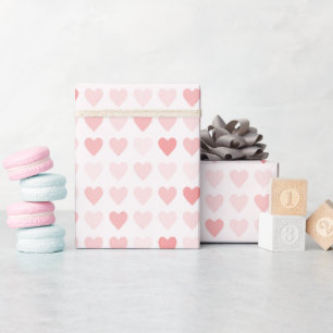 Papier Cadeau Cœurs en bonbons pastel rose pâle d'amour