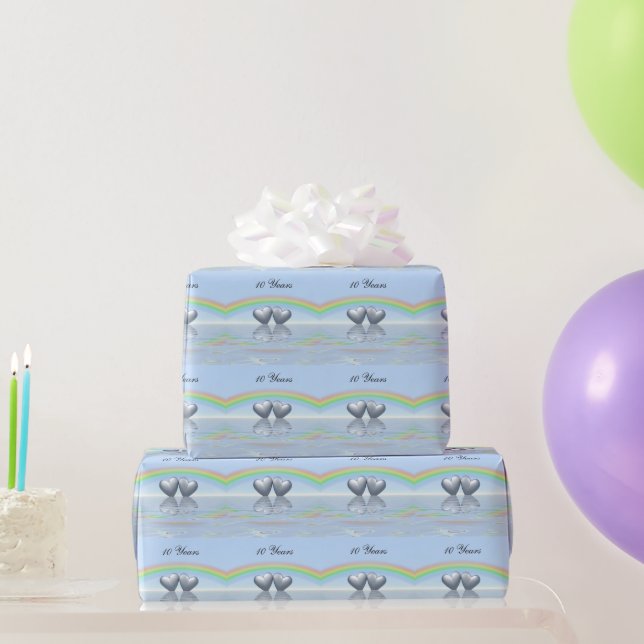 Papier Cadeau Cœurs en fer-blanc pour 10e anniversaire (Cadeaux de fête)