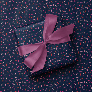 Papier Cadeau Coeurs et arroses navy rose Saint-Valentin