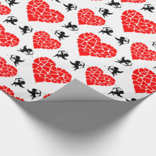 Papier Cadeau Coeurs et Cupidons Saint-Valentin