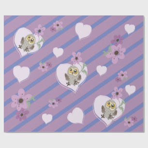 Papier Cadeau Coeurs et fleurs de Little Owl