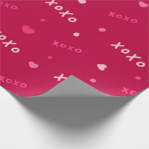 Papier Cadeau Cœurs et symbole xoxo pour câlins et bisous