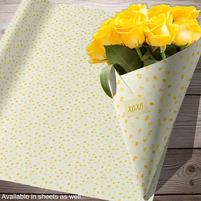 Papier Cadeau Cœurs-Jaune Mariage-Fête des Mères-Rolls de la Sai (Hearts-Yellow Wedding-Mothers Day-Valentine Rolls Wrapping Paper-Roses-by Leapfroglisics Shop)