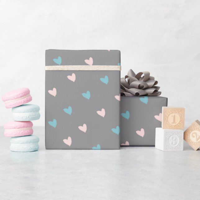 Papier Cadeau Cœurs mignons & écriture d'amour Saint-Valentin Ro (Baby Shower)