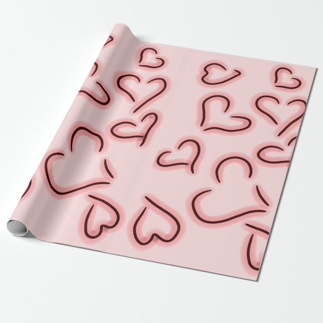 Papier Cadeau Cœurs mignons rouges (Déroulé)
