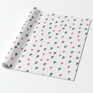 Papier Cadeau Coeurs minuscules Rouge et Noir Saint Valentin