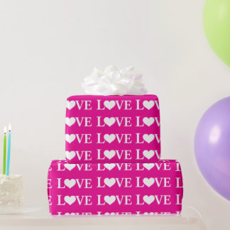 Papier Cadeau Cœurs motif rose blanc de la Saint-Valentin