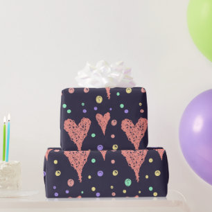 Papier Cadeau Coeurs motifs Fille colorée Moderne Cute
