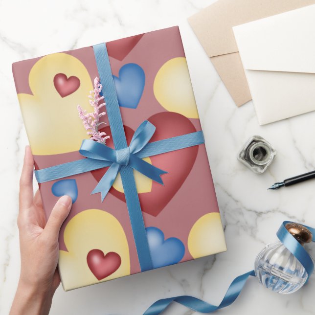 Papier Cadeau Coeurs multicolores. Motif sans couture. (Cadeaux)