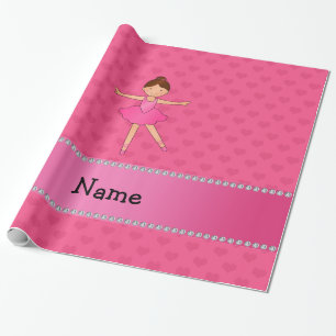 Papier Cadeau Coeurs nommés personnalisés de rose de ballerine