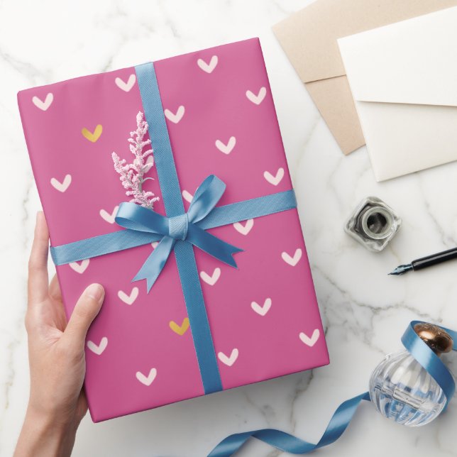 Papier Cadeau Coeurs or rose chic (Cadeaux)