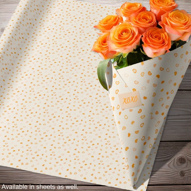Papier Cadeau Coeurs - Orange foncé sur Orange clair - Rouleaux (Hearts - Dark Orange on Light Orange - Rolls Wrapping Paper - by Leapfroglisics Shop)