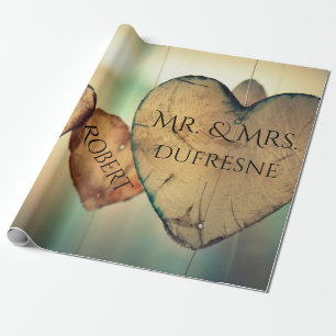 Papier Cadeau Coeurs personnalisés Mariage/Anniversaire