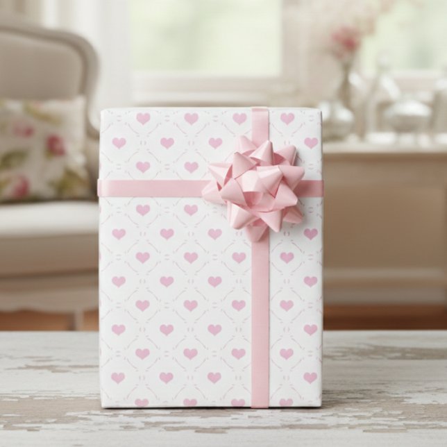 Papier Cadeau Cœurs Petits Rose Douceur et Douce (Sweet And Soft Pink Petite Hearts Wrapping Paper)