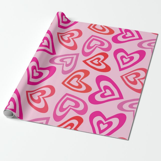 Papier Cadeau Cœurs psychédéliques amour Saint-Valentin  (Déroulé)