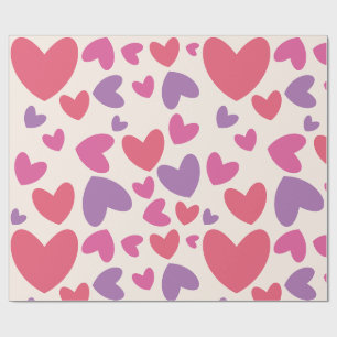 Papier Cadeau Coeurs rose et pourpre Saint Valentin Anniversaire