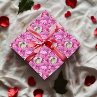 Papier Cadeau Coeurs roses chatoyants Photo personnalisée