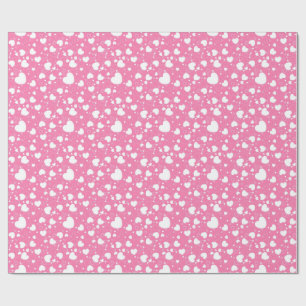 Papier cadeau coeurs roses et blancs