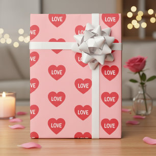 Papier Cadeau Cœurs roses et rouges à motif
